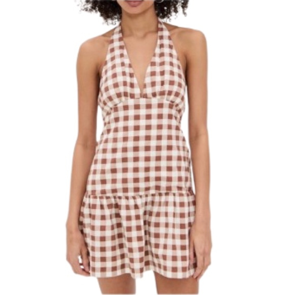 Free People Cecil Flounce Hem Cotton Blend Halter Minidress